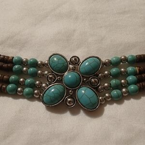 Turquoise and Silver Multi-Strand Bracelet